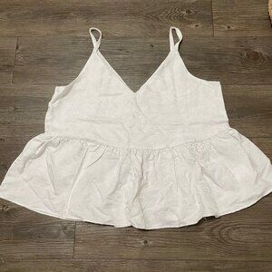 Express Tank Peplum Jacquard White Medium NWT